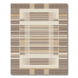 Tan Brown Woven Geometric Grid Rug