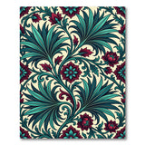 Vintage Teal Leaf Crimson Floral Area Rug