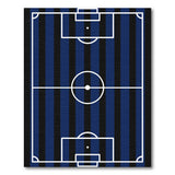 Navy Black Striped Soccer Field Area Rug