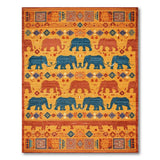 Terracotta Teal Elephant Heritage Area Rug
