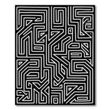 Geometric Modern Intricate Black White Maze Labyrinth Rug