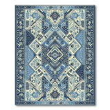 Blue and Teal Geometric Modern Navy Blue Geometric Diamond Area Rug