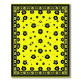 Sunny Yellow Black Floral Area Rug