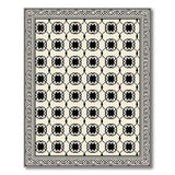 Black Trellis Geometric Cream Area Rug