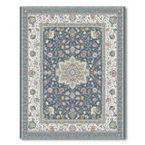 Navy Persian Floral Medallion Area Rug