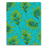 Lush Green Palm Fronds on Teal Area Rug