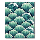 Teal Seashell Wave Coastal Area Rug