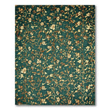 Green Emerald Green Golden Floral Vintage Area Rug
