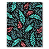 Teal Pink Fern Leaf Pattern Area Rug