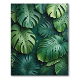 Boho Chic Lush Monstera Leaves Green Area Rug
