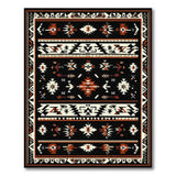 Bold Black Southwestern Tribal Area Rug