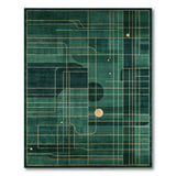 Emerald Green Gold Geometric Line Area Rug