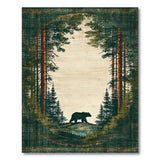 Vintage Teal Forest Bear Area Rug