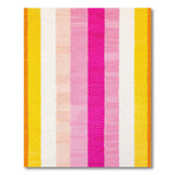 Vibrant Pink Yellow Striped Shag Area Rug