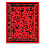 Bold Red Black Leaf Vine Area Rug