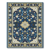 Navy Blue Traditional Persian Floral Area Rug