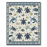 Navy Sea Turtle Coastal Beach Area Rug