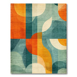 Vibrant Geometric Orange Teal Area Rug