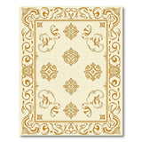 Ornate Gold Floral Border Cream Area Rug