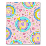 Playful Rainbow Hearts Stars Kids Area Rug