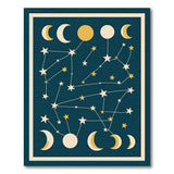 Navy Celestial Constellations Area Rug with Golden Moons