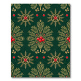 Emerald Green Holly Berry Snowflake Pattern Area Rug