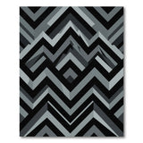 Geometric Mountain Peaks Black White Area Rug
