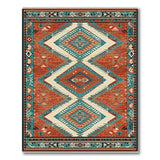 Terracotta Teal Geometric Tribal Area Rug