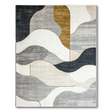 Abstract Grey Wave Geometric Area Rug