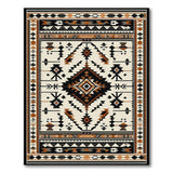 Southwestern Geometric Area Rug in Black, Cream Rust
