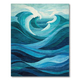 Ocean Wave Blue Teal Coastal Area Rug