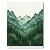 Serene Green Mountain Peaks Forest Area Rug