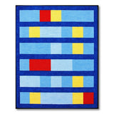 Navy Framed Vibrant Geometric Block Rug