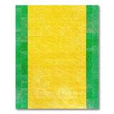 Distressed Yellow Green Border Area Rug