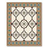 Ivory Traditional Persian Area Rug with Turquoise Accents