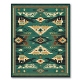 Green Teal Green Southwestern Geometric Area Rug