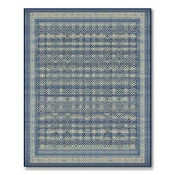 ODIKA Washable Geometric Area Rug, Navy & Cream Low Pile Non-Slip Rug