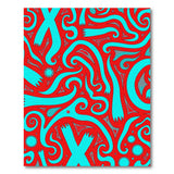 Vibrant Red Teal Swirl Abstract Area Rug