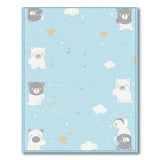 Cute Polar Bears Stars Clouds Blue Kids Rug