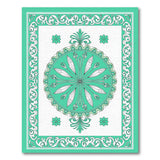 Teal Mandala Area Rug with Ornate Borders