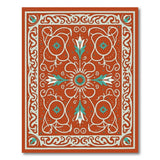 Terracotta Persian Medallion Area Rug with Teal Florals