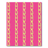 Vibrant Pink Gold Chain Link Geometric Area Rug