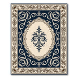 Traditional Persian Navy Blue Ornate Persian Border Rug
