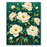 Elegant White Peony Garden Area Rug