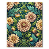 Vintage Dahlia Floral Area Rug in Teal