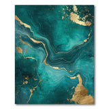 Teal Gold Marble Swirl Abstract Area Rug