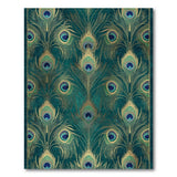 ODIKA Washable Peacock Feather Rug - Teal & Gold Art Deco Low Pile Non-Slip Area Rug