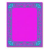 Vibrant Purple Area Rug with Teal Floral Border