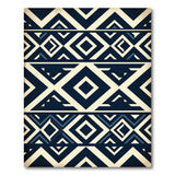 Blue and Teal Navy Blue Geometric Diamond Area Rug