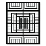 Bold Geometric Grid Black White Area Rug